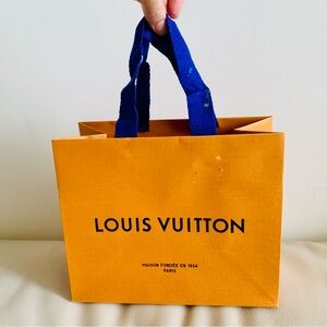 Louis Vuitton Small Orange Shopping Bag with Blue Handles
